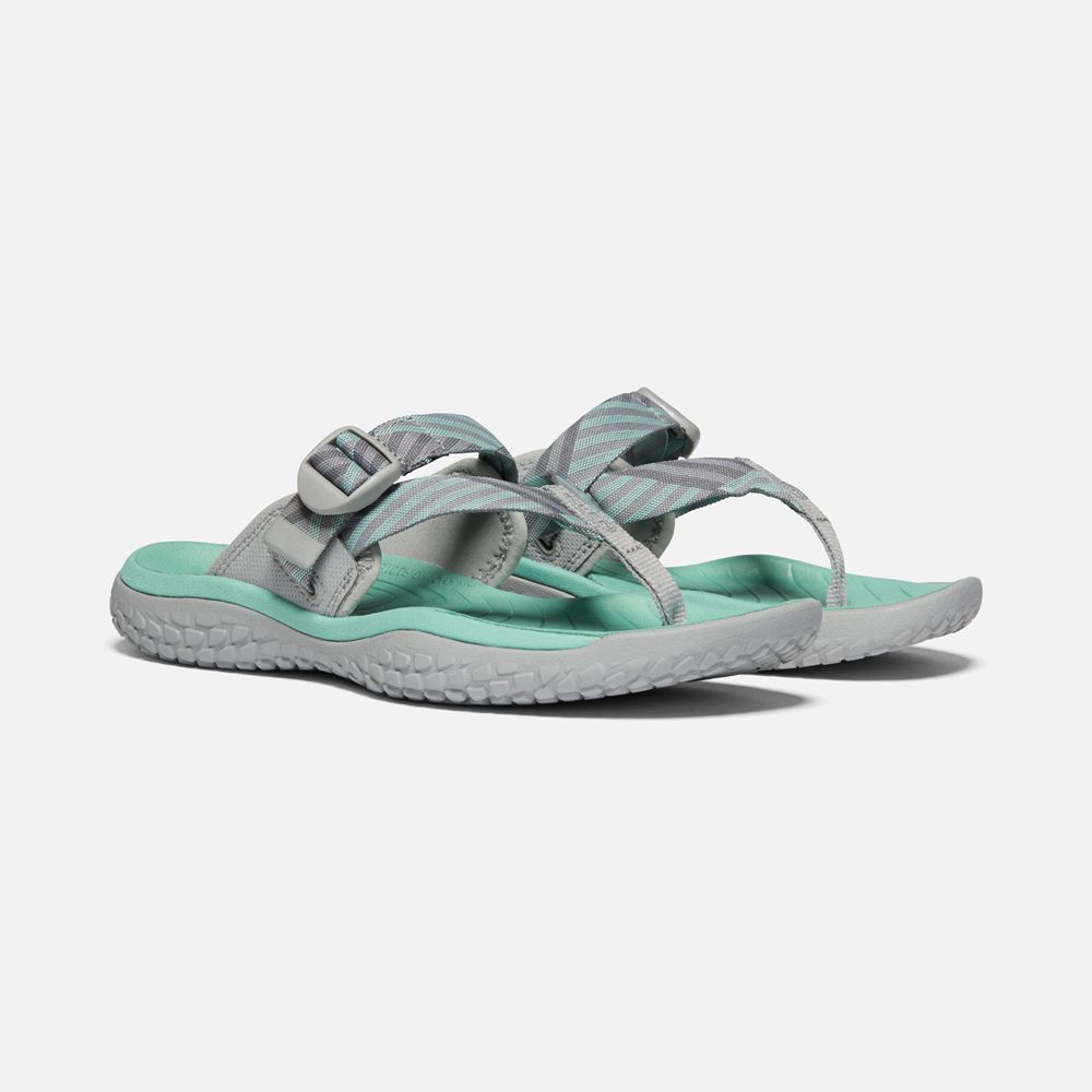 Keen Sandaal Dames Grijs/Groen - Solr Toe Post Sandal - 84261-NIPQ